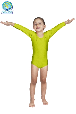 BODY DANZA LYCRA MANICA LUNGA VERDE MELA BABY